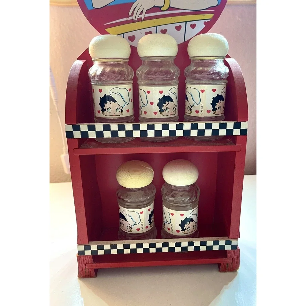 Vintage BETTY BOOP 2004 Bright Ideas Spice Rack W/ Jars Rare‎ READ DESCRIPTION